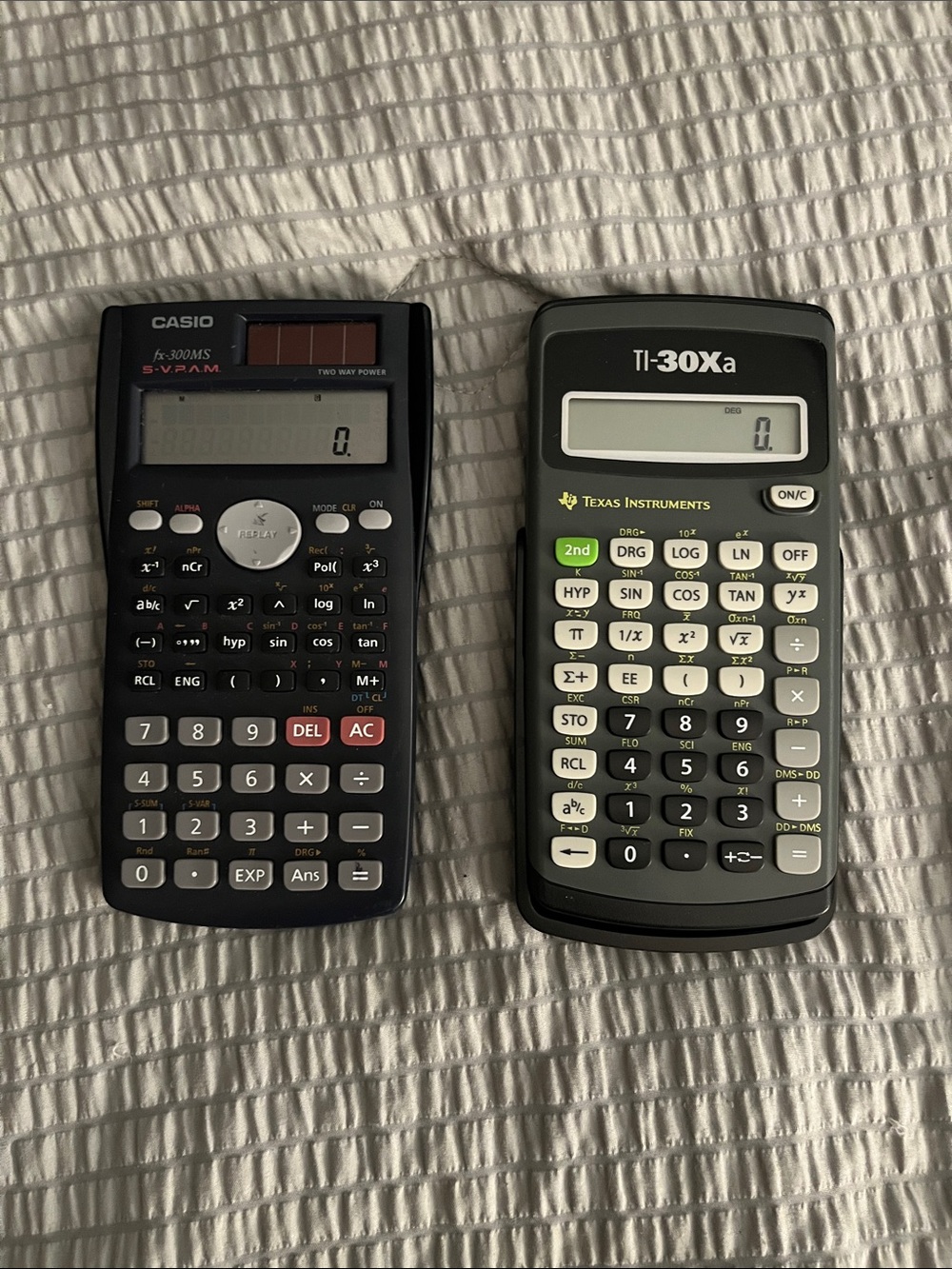 Casio fx-300MS & Texas Instruments TI-30Xa Scientific Calculators Lot Tested